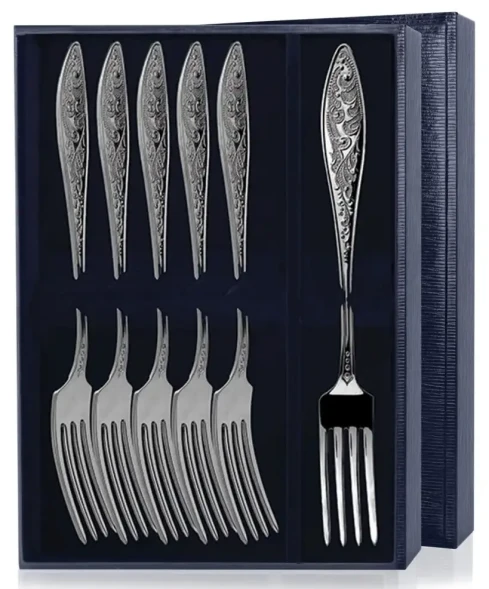 1443НБ02801 Набор из 6 серебряных столовых вилок «Морозко»