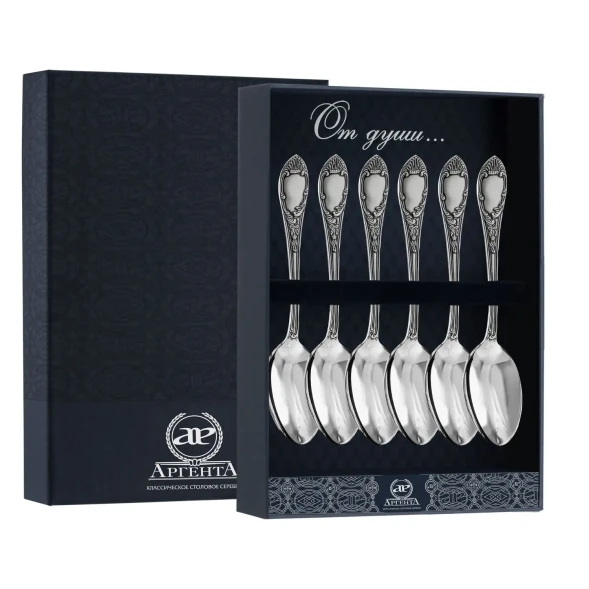 522НБ07806 Серебряный кофейный набор "Престиж" с чернением на 6 персон (6 предметов)