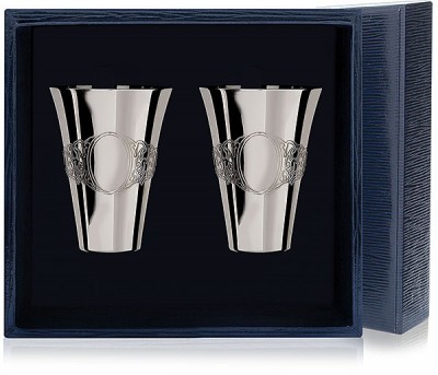 Набор серебряных рюмок «Подарочный» с окошком для гравировки из 2 предметов в подарочном футляре