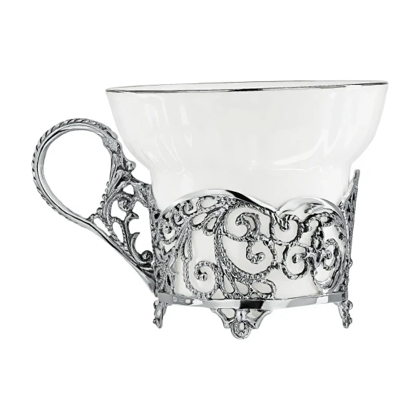 680ЧШ03806 Чашка чайная "Кружевные узоры" с чернением