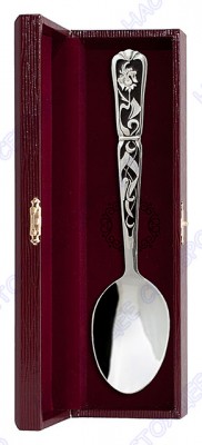 3401063012 Серебряная столовая ложка с эмалью в подарочном футляре