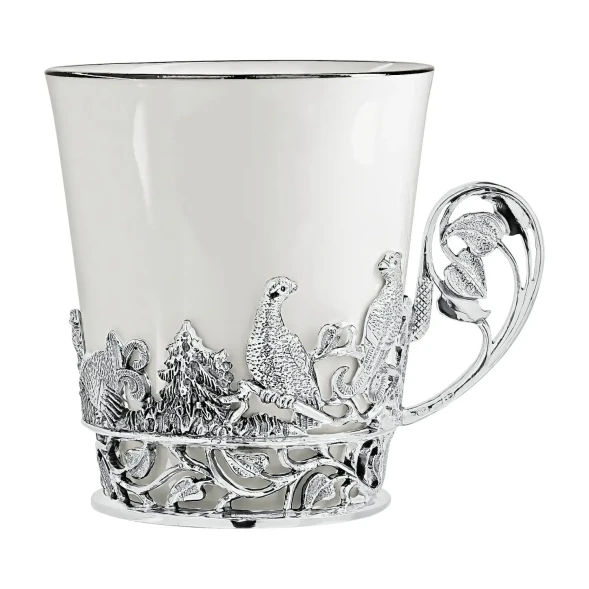 547НБ03806 Серебряный чайный набор «Тетерев» с чернением