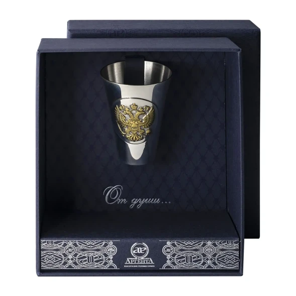 285СТ00802 Серебряная стопка «Герб» с золочением