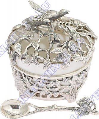 598СЛ00006 Серебряная солонка «Зачарованный лес» с чернением в подарочном футляре