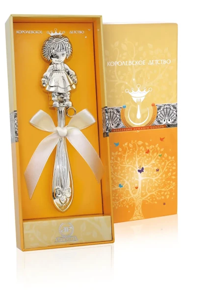 РИ48НБ05801 Набор детского серебра «Принцесса» с погремушкой