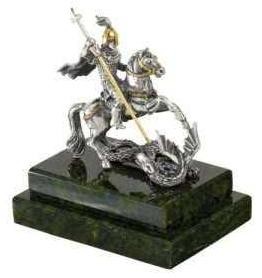 991757-К Серебряная миниатюра «Георгий Победоносец» в подарочном футляре