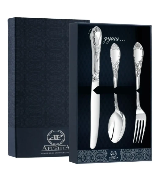 213НБ01801 Серебряный столовый набор на 1 персону «Престиж»