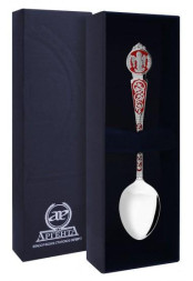 Серебряная ложка «Ангел-Хранитель» красной с эмалью