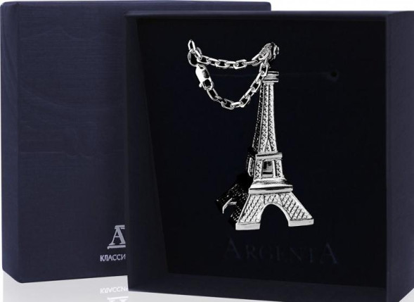 593БР15001 Серебряный брелок для ключей «Эйфелева Башня»