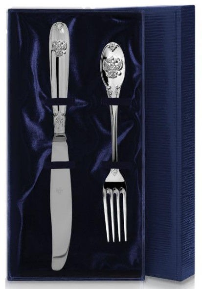 156НБ01801 Серебряный столовый набор "Единство" на 1 персону (2 предмета)