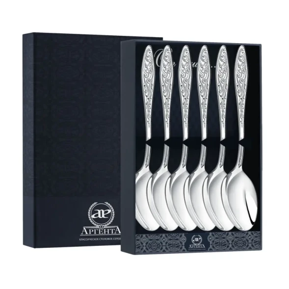1250НБ02801 Набор из 6 серебряных десертных ложек «Морозко»