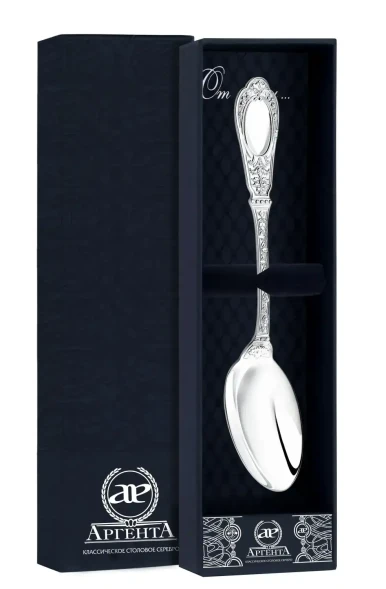 1574ЛЖ02801 Серебряная десертная ложка "Фамильная"