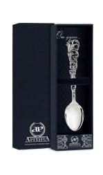 Серебряная чайная ложка «Охотничья» с чернением