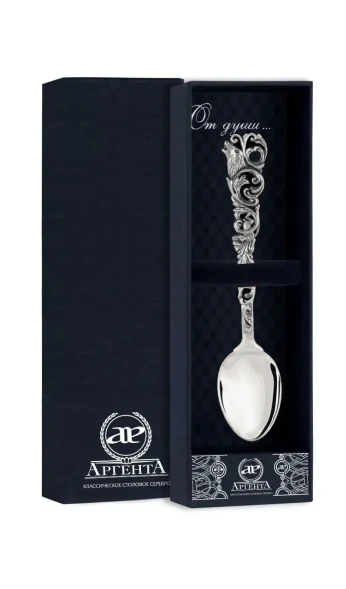 883ЛЖ03806 Серебряная чайная ложка «Охотничья» с чернением
