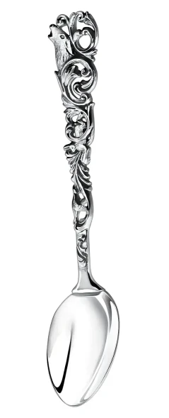 883ЛЖ03806 Серебряная чайная ложка «Охотничья» с чернением