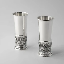 Серебряный набор стопок «Лисья охота» с чернением