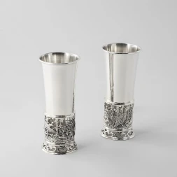 Серебряный набор стопок «Глухари» с чернением
