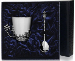 Серебряный чайный набор «Куница» с чернением