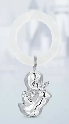 1GI0071A/8 Серебряная погремушка «Утенок» на кольце