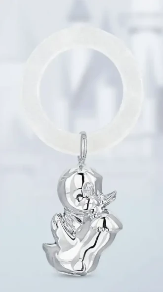 1GI0071A/8 Серебряная погремушка «Утенок» на кольце