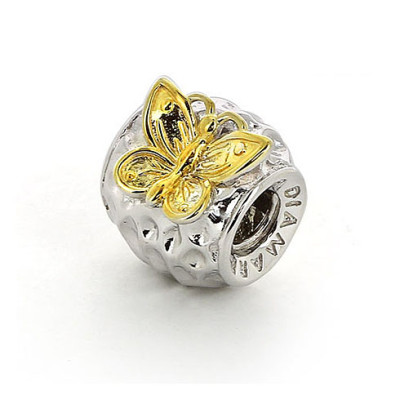 05-0292 Серебряный шарм-подвеска «Золотая бабочка»