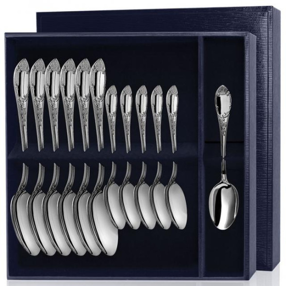 278НБ01801 Серебряный столовый набор "Престиж" на 6 персон (12 предметов)