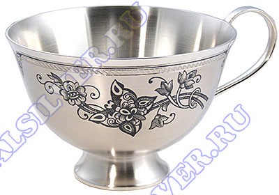 40080059А05 Серебряная чашка для чая «Бабочка» с чернением