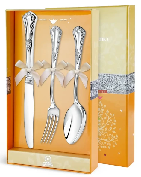 201НБ02801 Набор детских серебряных столовых приборов «Фаворит»  с ножом