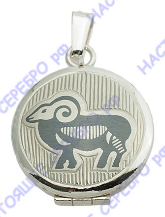 10130032О05 Медальон «Знак Зодиака Овен» с чернением