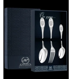 Серебряный столовый набор на 1 персону «Единство» (3 предмета)