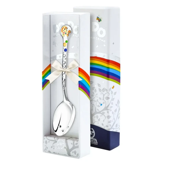 772ЛЖ05808 Серебряная детская ложка «Лошадка» с эмалью