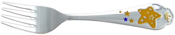 502ВЛ05808_с Серебряная детская вилка «Звезда» для мальчика с синей эмалью