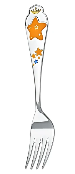 502ВЛ05808_с Серебряная детская вилка «Звезда» для мальчика с синей эмалью