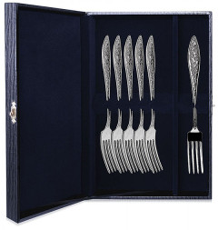 Набор из 6 серебряных десертных вилок «Морозко»