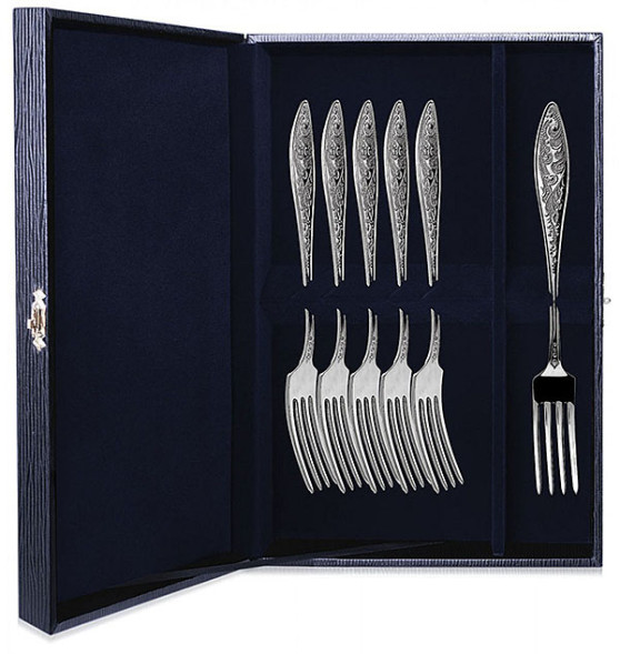 364НБ02801 Набор из 6 серебряных десертных вилок «Морозко»