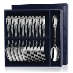 Серебряный столовый набор "Престиж" с чернением на 6 персон (12 предметов)