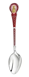Серебряная чайная ложка «Матрона» с золочением и красной эмалью