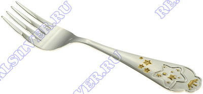 502ВЛ05002 Серебряная детская вилка «Звезда» с эмалью