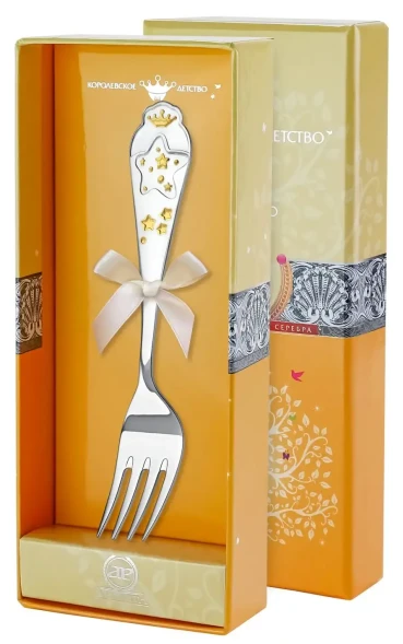 502ВЛ05802 Серебряная детская вилка «Звезда» с эмалью