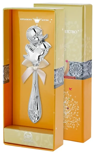 1GI0201/8 Серебряная погремушка «Утенок»