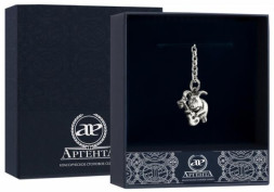 Серебряный брелок для ключей «Поросенок с гитарой»