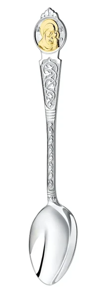 272ЛЖ00802 Серебряная чайная ложка «Казанская Божья Матерь» с золочением