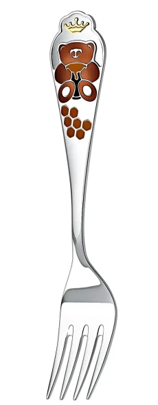 504ВЛ05808 Серебряная детская вилка «Мишка» с эмалью
