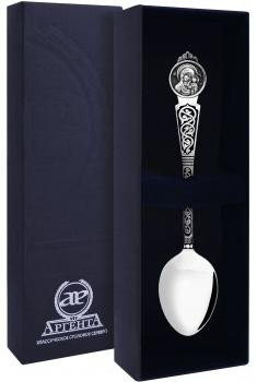 Серебряная чайная ложка «Казанская Божья Матерь» с чернением