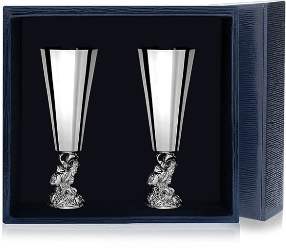 633НБ00801 Набор серебряных рюмок «Рыбка» из 2 предметов