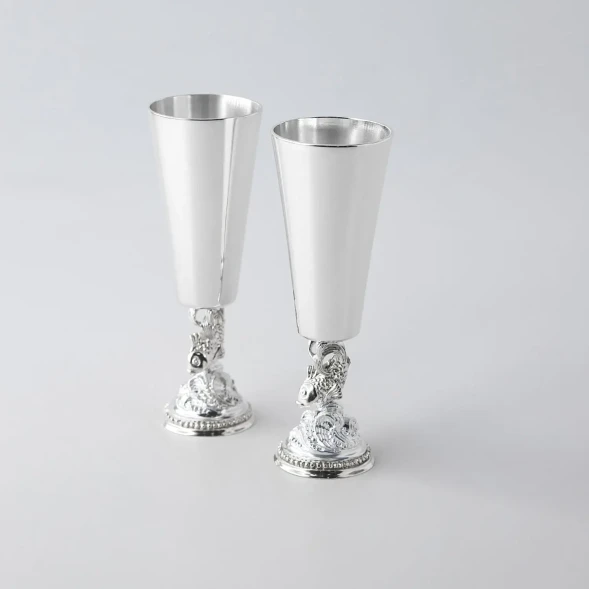 633НБ00801 Набор серебряных рюмок «Рыбка» из 2 предметов