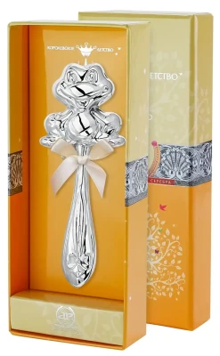 Серебряная погремушка «Лягушка»