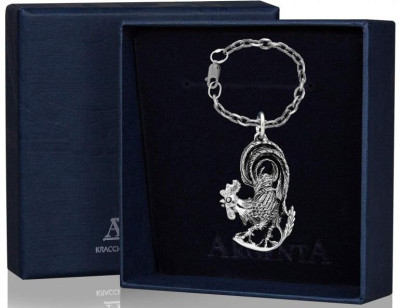 Серебряный брелок «Петух» с чернением