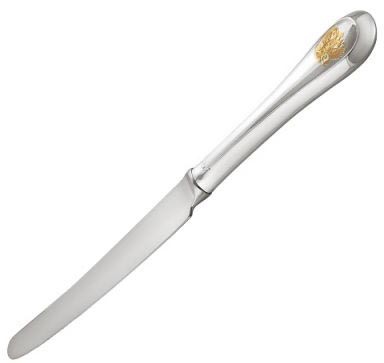 930573-1 Серебряный столовый нож «Отечество» с золочением