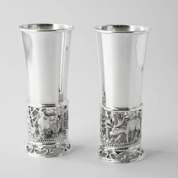 Серебряный набор стопок «Лось» с чернением